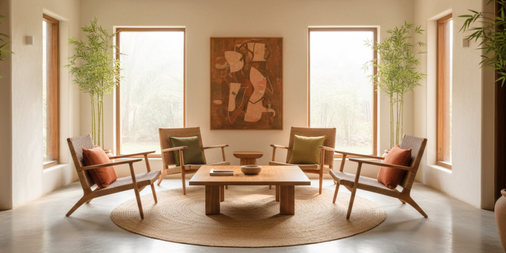 Comfortable Kolkata homestay with natural light and wooden decor