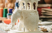 Traditional shola art elephant figurine from Kolkata, India