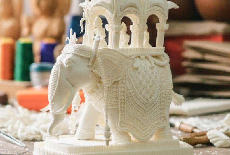 Traditional shola art elephant figurine from Kolkata, India
