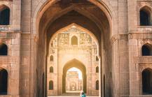 Heritage monument in Hyderabad, India with symmetrical arches