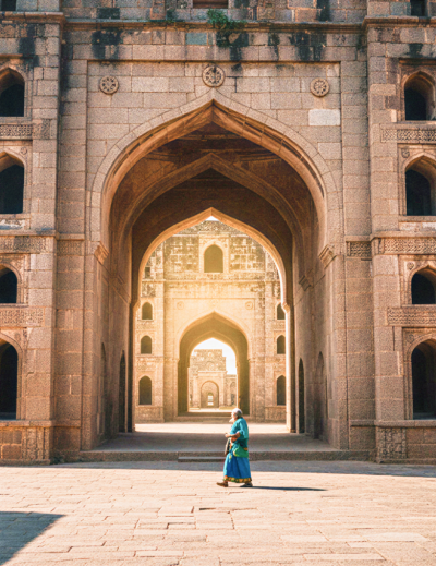 Heritage monument in Hyderabad, India with symmetrical arches