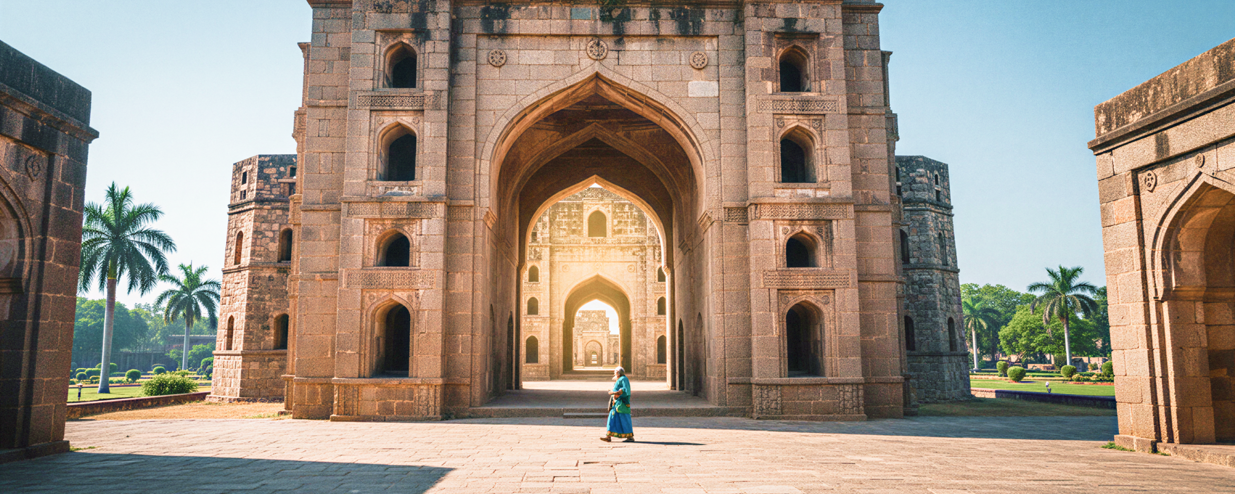 Heritage monument in Hyderabad, India with symmetrical arches