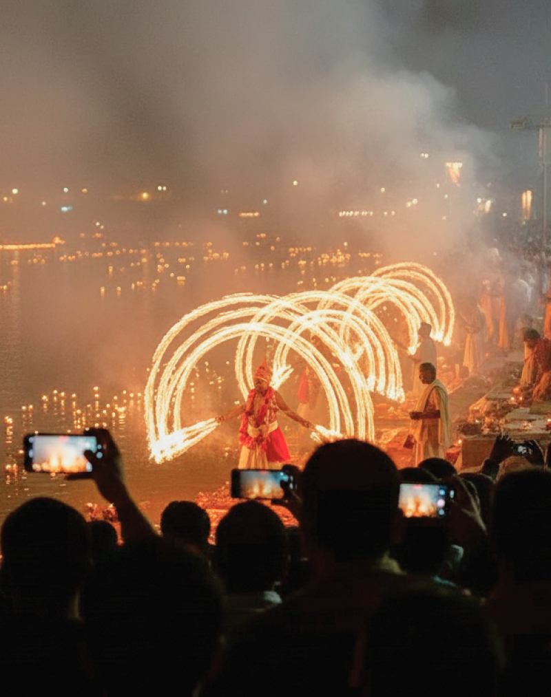 Experience Indian festivals as a tourist — Ganga Aarti fire ceremony in Varanasi during Diwali