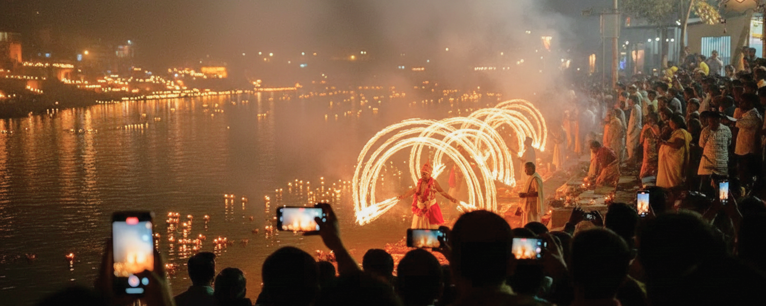 Experience Indian festivals as a tourist — Ganga Aarti fire ceremony in Varanasi during Diwali