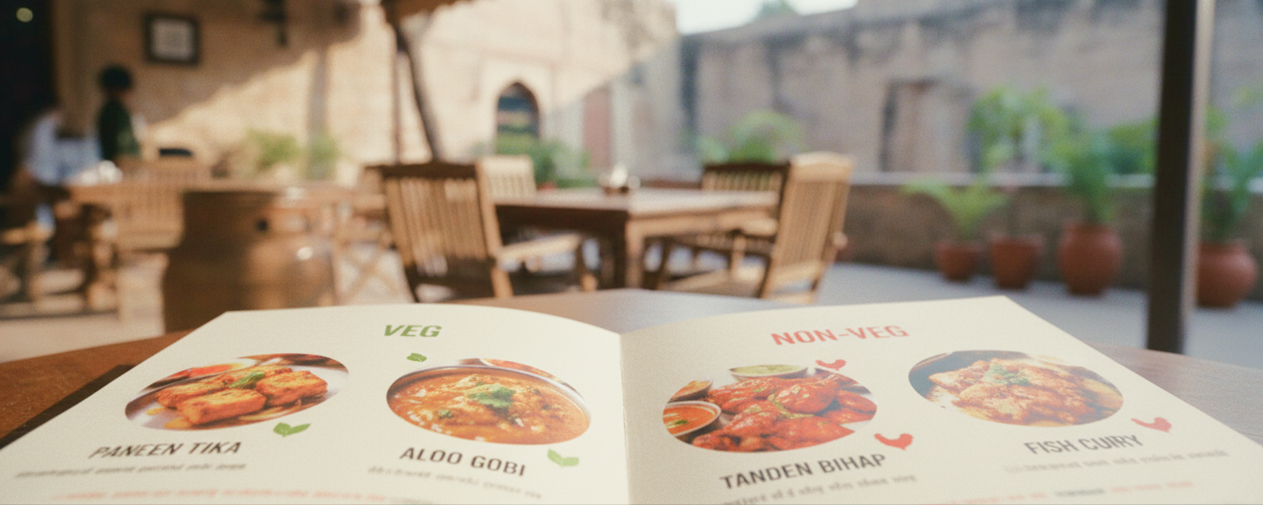 How to navigate an Indian menu — restaurant menu card showing veg and non-veg sections