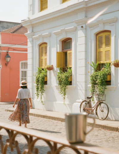 White Town's cobblestone street with colonial buildings and yellow shutters — a highlight of any day Pondicherry itinerary thumbnail
