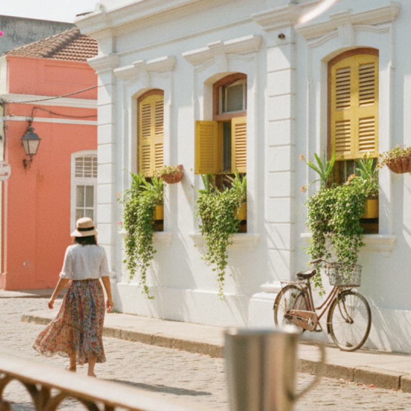 White Town's cobblestone street with colonial buildings and yellow shutters — a highlight of any day Pondicherry itinerary thumbnail