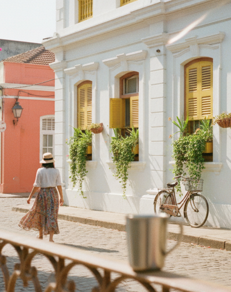 White Town's cobblestone street with colonial buildings and yellow shutters — a highlight of any day Pondicherry itinerary thumbnail