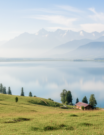 Panoramic view of a serene alpine lake surrounded by snow capped mountains and green meadows — Kashmir travel guide thumbnail